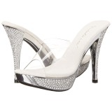 Silver 11,5 cm ELEGANT-401 Rhinestones platform mules womens