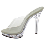 Silver 13 cm Fabulicious LIP-101LS Strass Platform High Mules