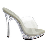 Silver 13 cm Fabulicious LIP-101LS Strass Platform High Mules