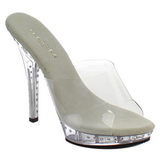 Silver 13 cm Fabulicious LIP-101LS Strass Platform High Mules