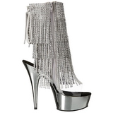 Silver 15 cm DELIGHT-1017RSF womens fringe ankle boots high heels