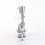 Silver 15 cm DELIGHT-627RS transparent platform high heels with ankle straps