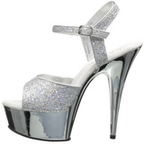 Silver 15 cm Pleaser DELIGHT-609G Chrome Platform High Heel