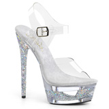 Silver 16,5 cm ECLIPSE-608GT High Heeled Stiletto Sandals