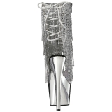 Silver 18 cm ADORE-1017RSF womens fringe ankle boots high heels