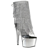 Silver 18 cm ADORE-1017RSF womens fringe ankle boots high heels