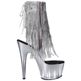 Silver 18 cm ADORE-1017RSFT womens fringe ankle boots high heels
