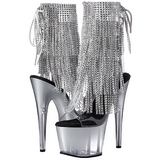 Silver 18 cm ADORE-1017RSFT womens fringe ankle boots high heels