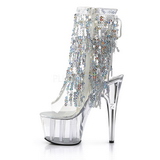 Silver 18 cm ADORE-1017SQF sequins fringe ankle boots