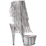 Silver 18 cm ADORE-1017SRS womens fringe ankle boots high heels