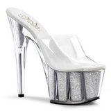 Silver 18 cm ADORE-701G Glitter Platform High Mules