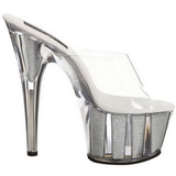 Silver 18 cm ADORE-701G Glitter Platform High Mules