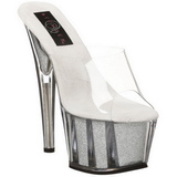 Silver 18 cm ADORE-701G Glitter Platform High Mules