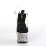 Silver 18 cm ADORE-708CG glitter platform high heels shoes