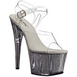 Silver 18 cm ADORE-708SRS High Heeled Sandal Rhinestone Platform