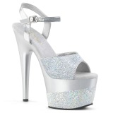Silver 18 cm ADORE-709-2G glitter platform sandals shoes
