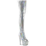 Silver 18 cm BEJ-3011-7 Hologram exotic pole dance overknee boots