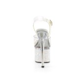Silver 18 cm ESTEEM-708LG-2 Glitter Platform High Heels Shoes