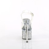 Silver 18 cm ESTEEM-708LG Glitter Platform High Heels Shoes