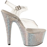 Silver 18 cm Pleaser BEJEWELED-708DM Rhinestone Platform High Heels