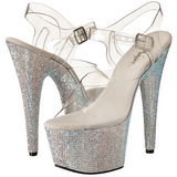 Silver 18 cm Pleaser BEJEWELED-708DM Rhinestone Platform High Heels