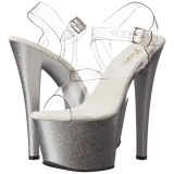 Silver 18 cm Pleaser SKY-308MG glitter high heels shoes