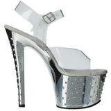 Silver 18 cm Pleaser STARDUST-708 High Heels Chrome Platform