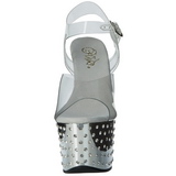 Silver 18 cm Pleaser STARDUST-708 High Heels Chrome Platform