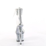 Silver 18 cm SKY-327RSI pleaser high heels with strass ankle cuff
