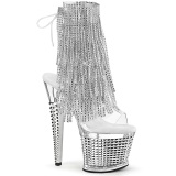 Silver 18 cm SPECTATOR-1017RSF fringe ankle boots high heels