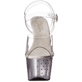 Silver 18 cm STARDUST-708T Acrylic Platform High Heeled Sandal