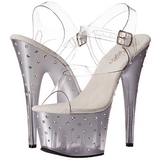 Silver 18 cm STARDUST-708T Acrylic Platform High Heeled Sandal