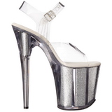 Silver 20 cm FLAMINGO-808G High Heels Glitter Platform