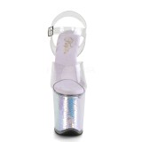 Silver 20 cm FLAMINGO-808MC Hologram platform high heels shoes