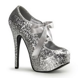 Silver Glitter 14,5 cm Burlesque TEEZE-10G Platform Pumps Shoes