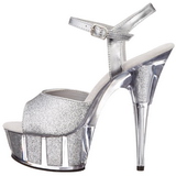 Silver Glitter 15 cm DELIGHT-609-5G High Heel Platform