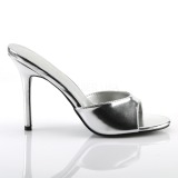 Silver Leatherette 10 cm CLASSIQUE-01 big size mules shoes