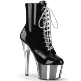 Silver Patent 18 cm ADORE-1020 womens chrome platform ankle boots
