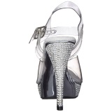 Silver Rhinestone 12 cm ELEGANT-408 Platform High Heeled Sandal