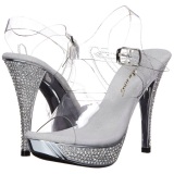 Silver Rhinestone 12 cm ELEGANT-408 Platform High Heeled Sandal