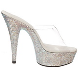 Silver Rhinestone 15,5 cm BEJEWELED-601DM Platform Mules Shoes