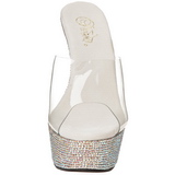 Silver Rhinestone 15,5 cm BEJEWELED-601DM Platform Mules Shoes