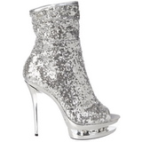 Silver Sequins 15,5 cm BLONDIE-R-1008 Platform Ankle Calf Boots