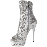 Silver Sequins 15,5 cm BLONDIE-R-1008 Platform Ankle Calf Boots