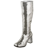 Silver Sequins 8 cm SPECTACUL-300SQ Women Knee Boots