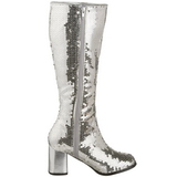 Silver Sequins 8 cm SPECTACUL-300SQ Womens Boots for Men