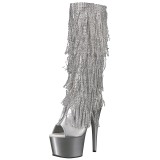 Silver Strass 18 cm ADORE-2024RSF womens fringe boots high heels