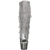 Silver Strass 18 cm ADORE-2024RSF womens fringe boots high heels