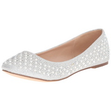 Silver TREAT-06 rhinestone flat ballerinas womens shoes