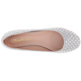 Silver TREAT-06 rhinestone flat ballerinas womens shoes